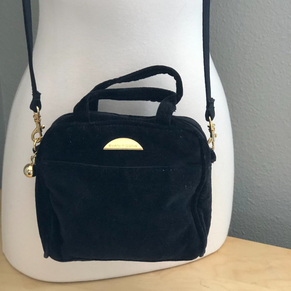 Vintage EVAN PICONE Velvet Crossbody Bag -  Black Dark Romance